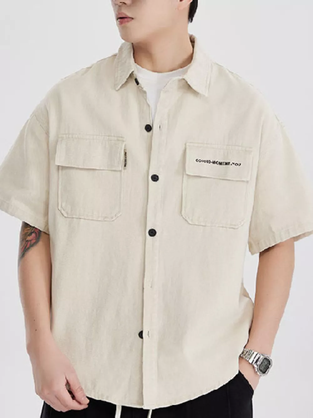 Men's Full Size Button Down Oversized Short Sleeve Shirt Plus Size, image 3