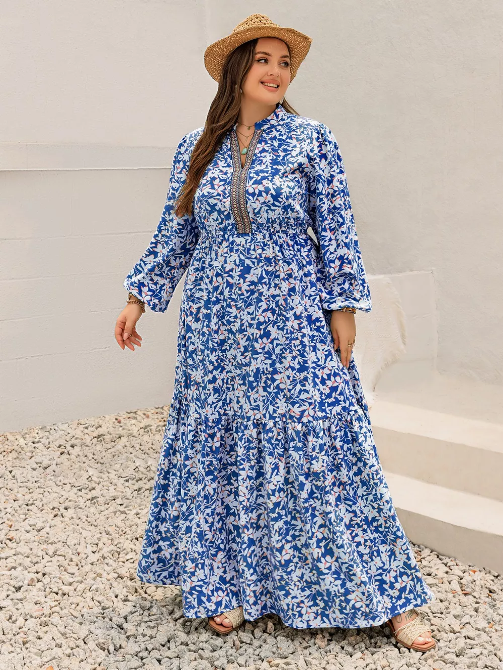 Plus Size Floral Print Bohemian Maxi Dress, image 4
