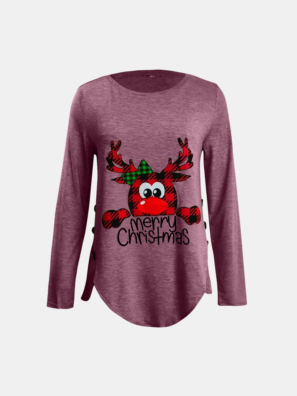 Full Size Reindeer Round Neck Long Sleeve T-Shirt, image 7