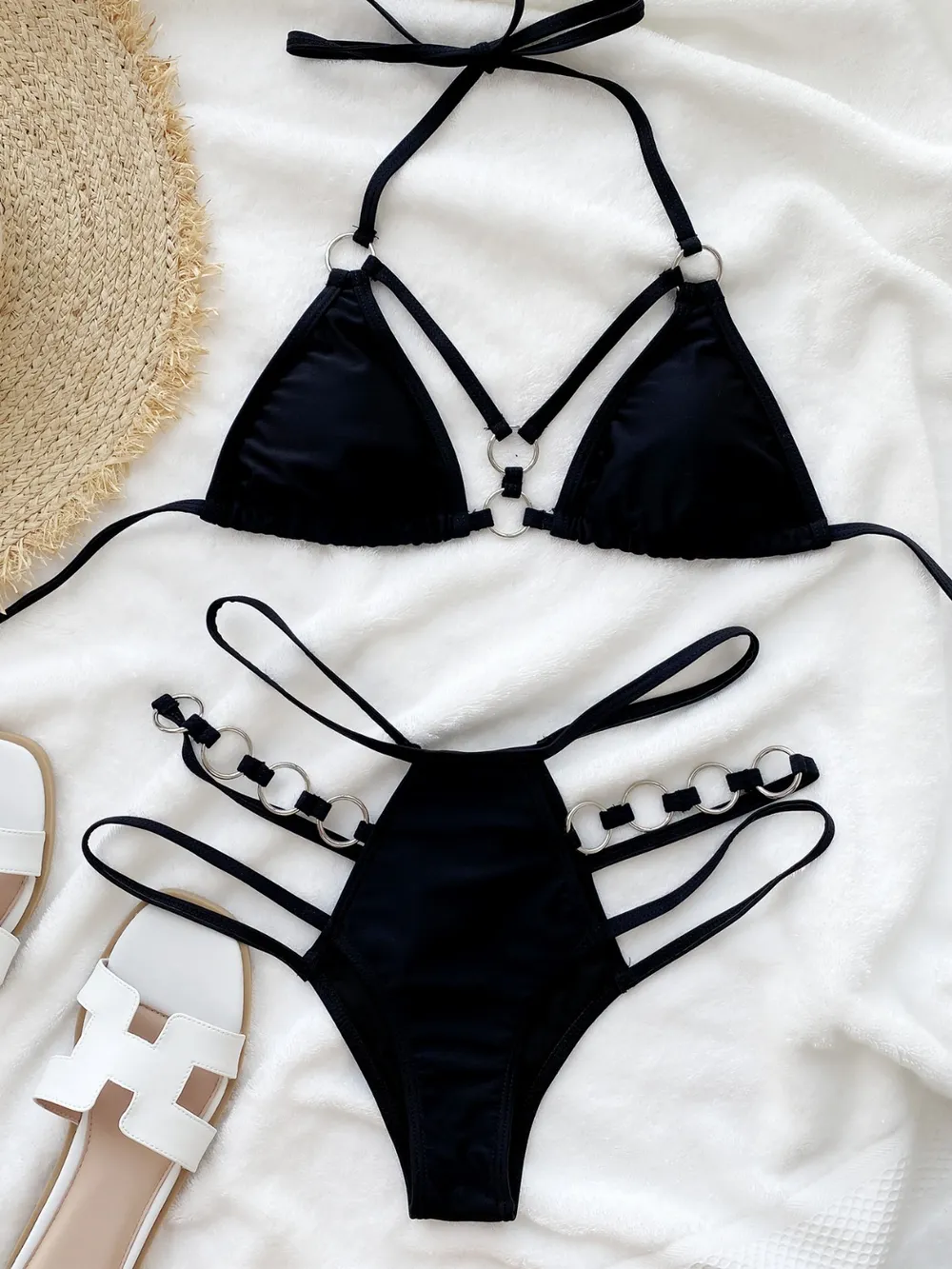 Cutout Halter Neck Two-Piece Bikini Set, image 9