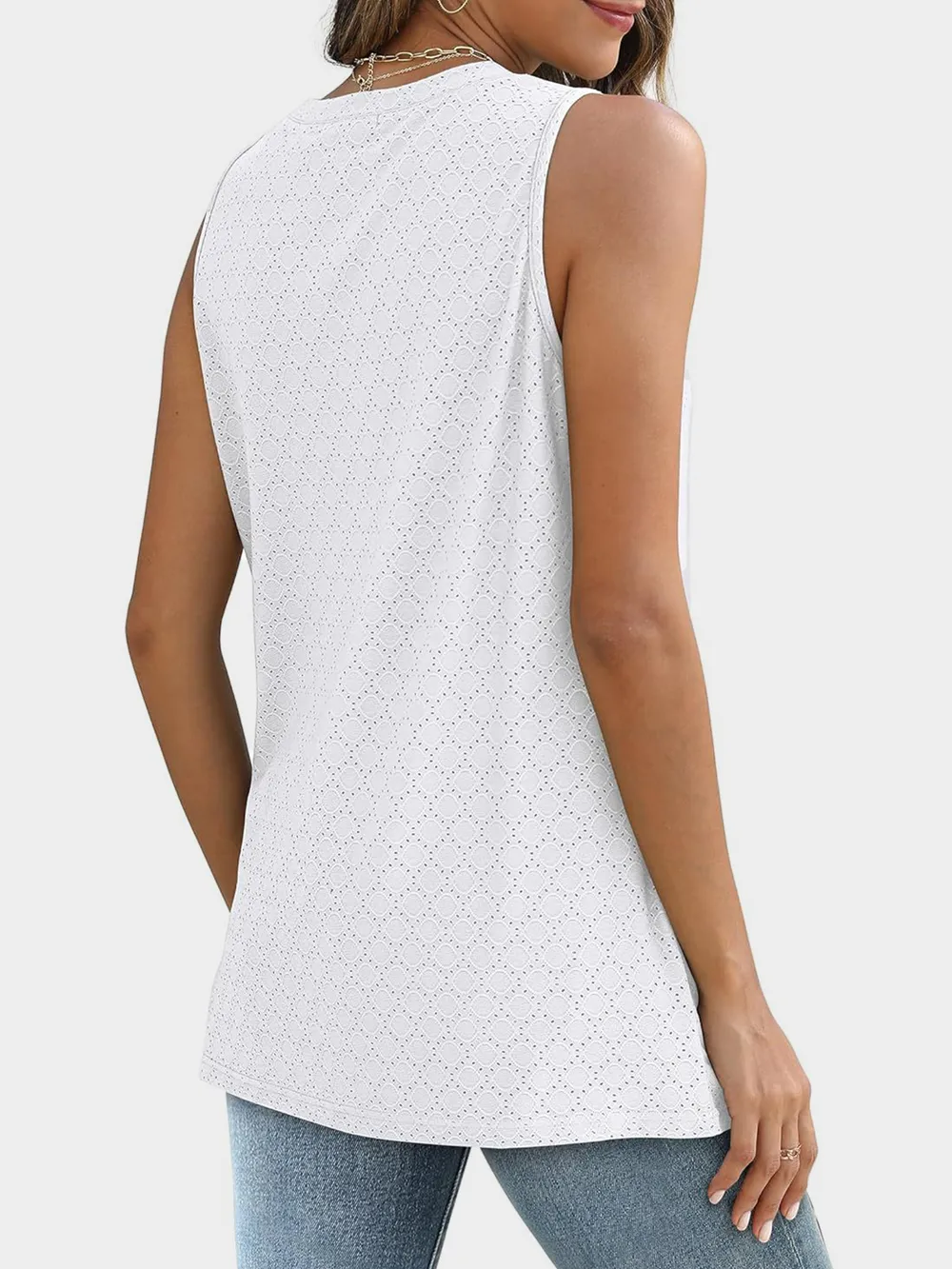 Eyelet Round Neck Tank, image 10