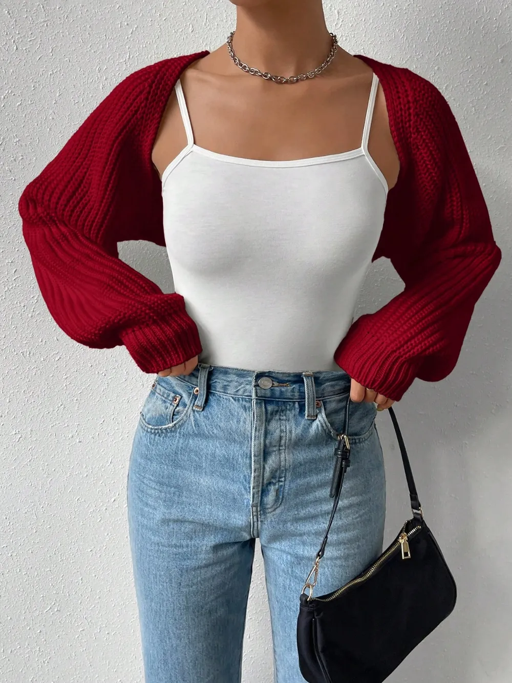 Open Front Long Sleeve Cropped Cardigan, image 10