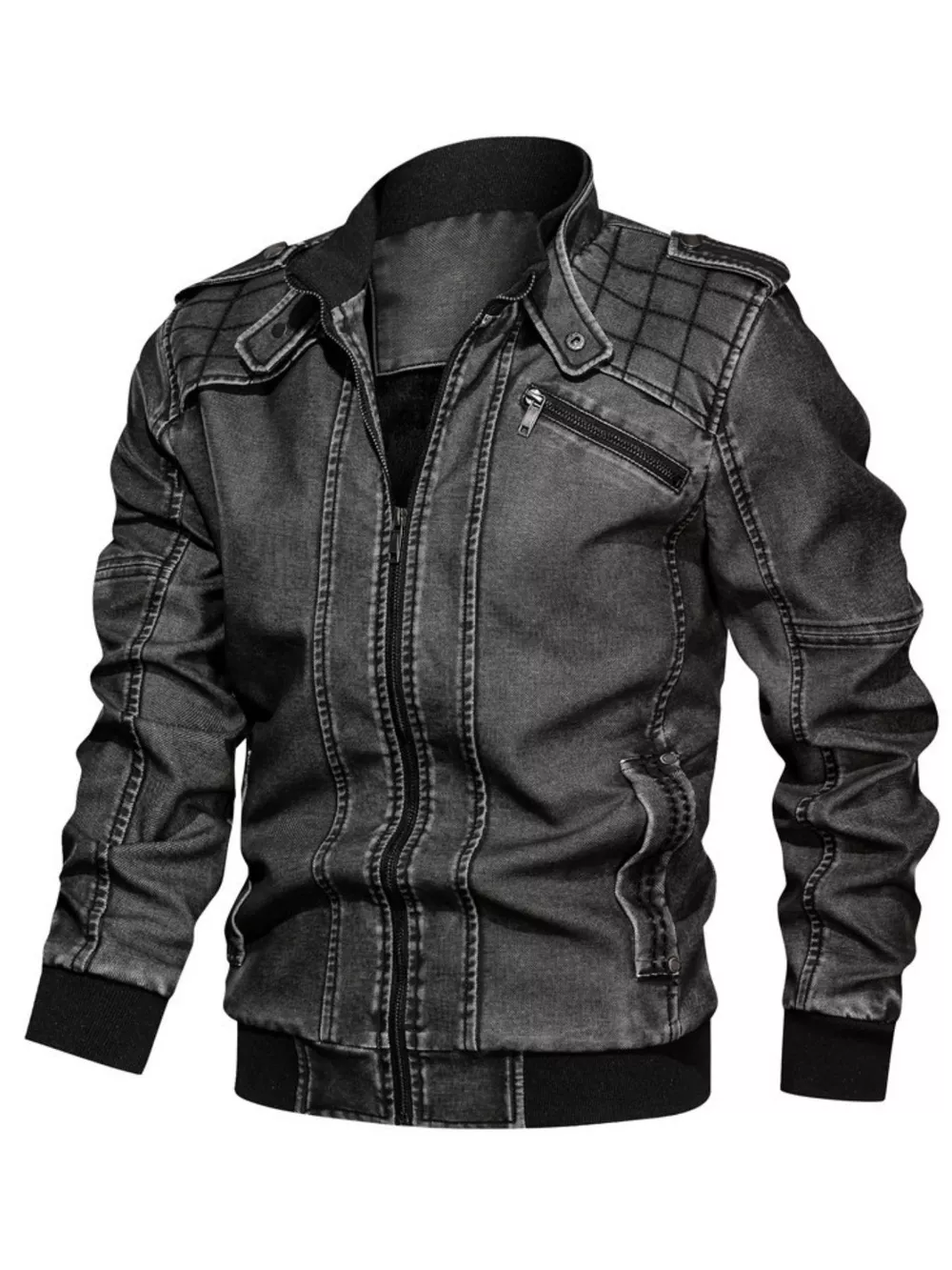 Men's Plus Size Zip Up Long Sleeve Jacket