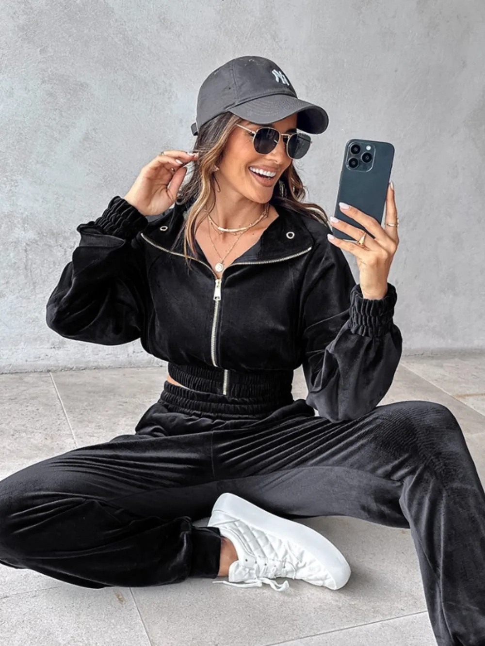Zip Up Long Sleeve Cropped Top and Joggers Set, image 20