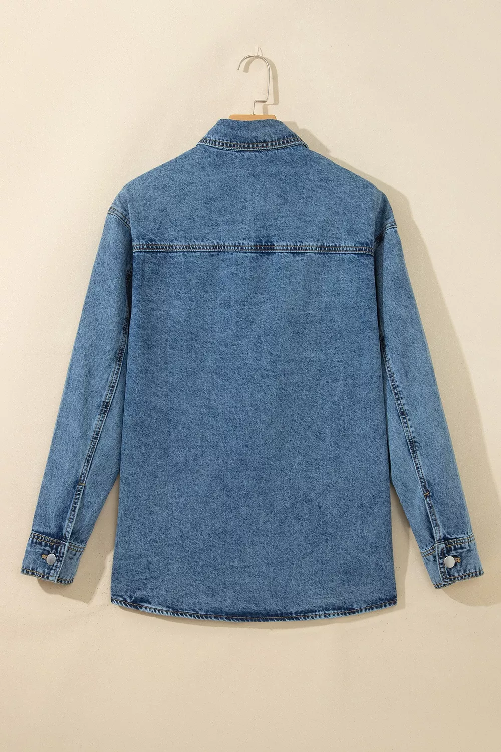 Rivet Embellished Western Style Regular Fit Long Sleeve Denim Jacket, image 7