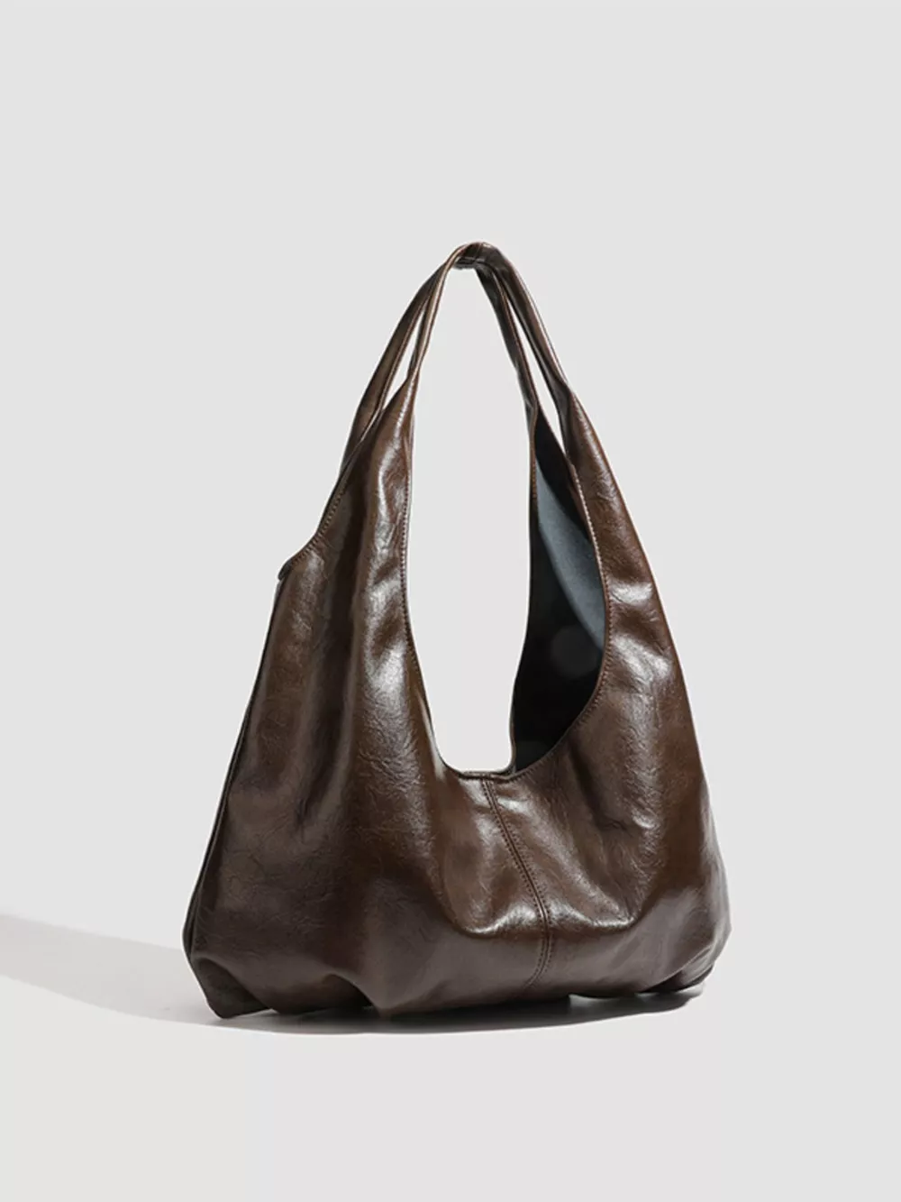 Vintage Glossy Hobo Shoulder Bag with Matching Pouch, image 2