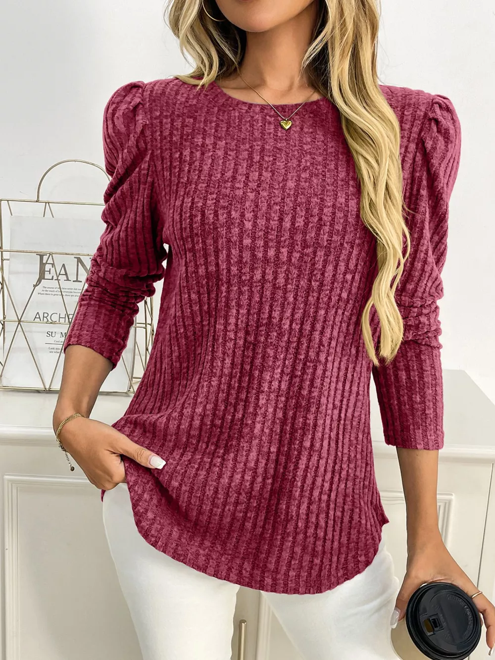 Round Neck Puff Sleeve T-Shirt, image 24