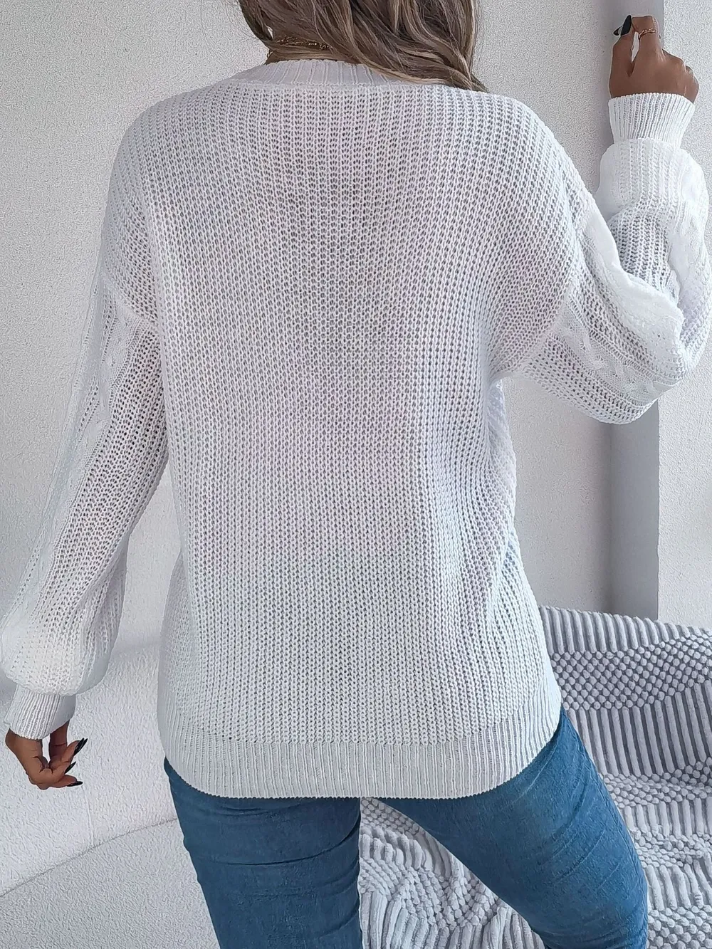 Cable-Knit Long Sleeve Cardigan, image 13