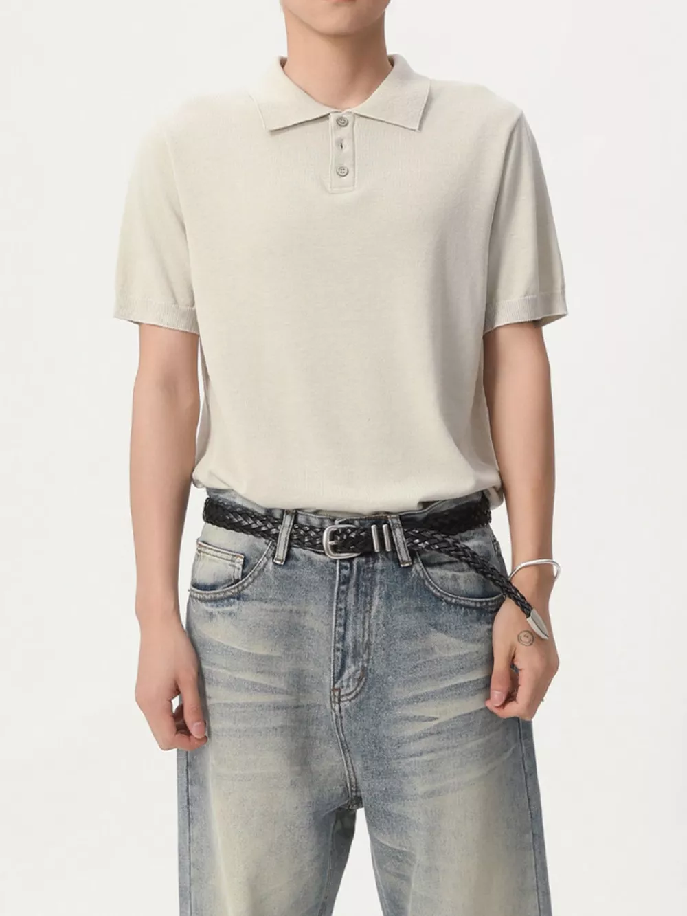 Men's Button Detail Short Sleeve Polo