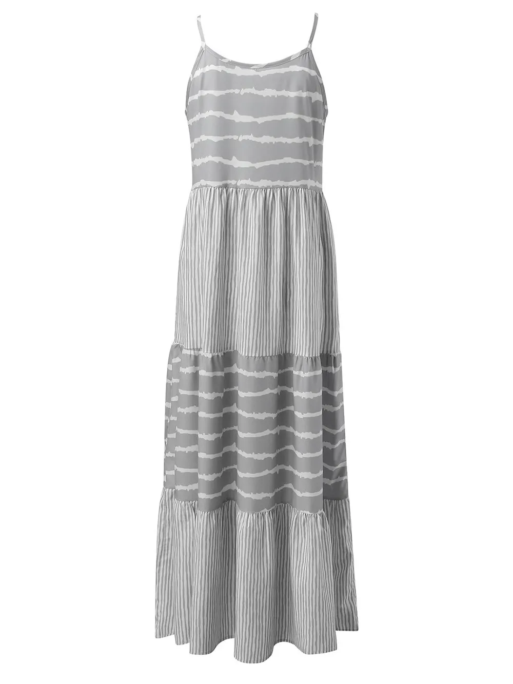 Tiered Striped Sleeveless Cami Dress, image 2