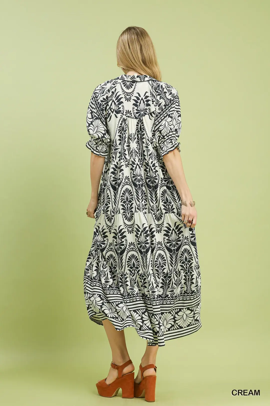 Two tone Border Print Midi Dress, image 4