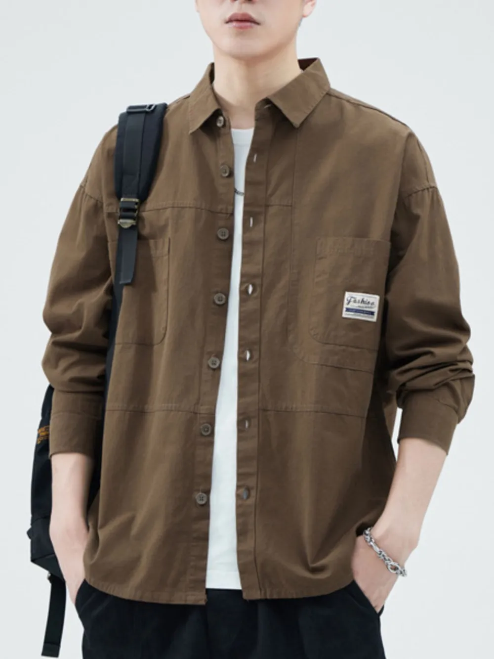 Men's Plus Size Button Up Long Sleeve Shirt, image 2