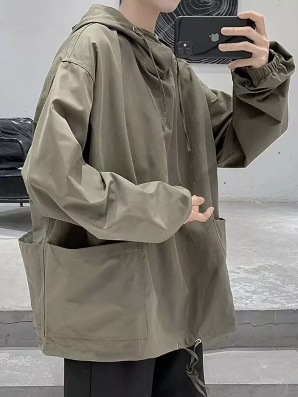 Men's Loose Fit Drawstring Hoodie, image 5