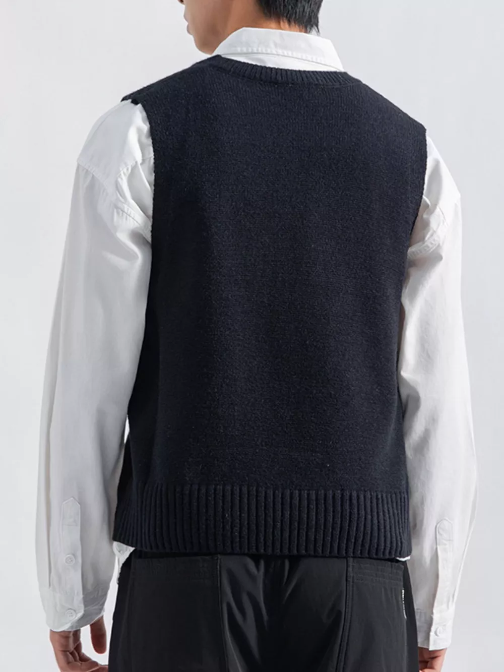 Men's Plus Size Ribbed Hem Sweater Vest, image 4