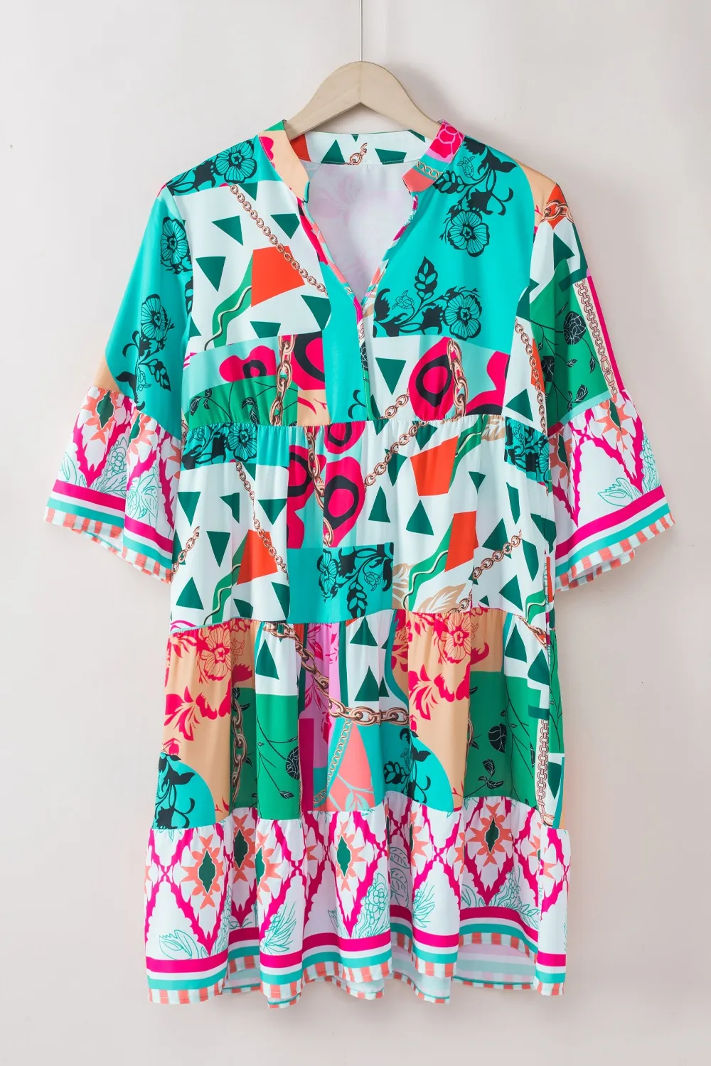 Printed Surplice Half Sleeve Mini Dress, image 2
