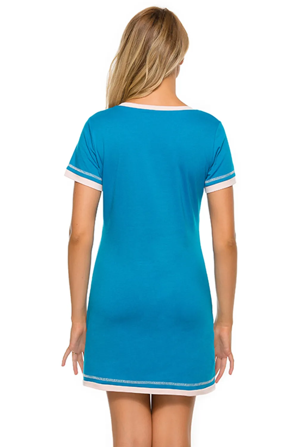 Contrast Trim Short Sleeve Lounge Dress, image 19
