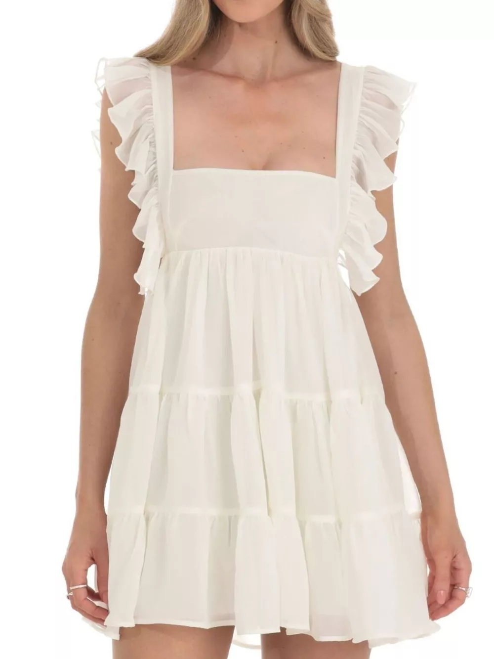 Ruffled Square Neck Tiered Dress, image 11