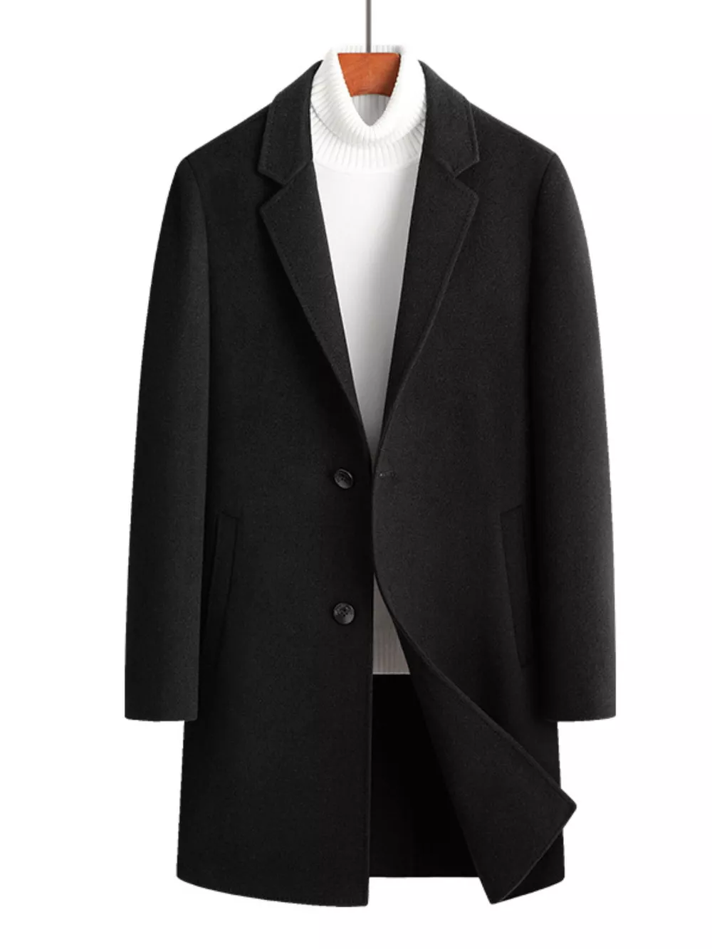 Men's Plus Size Classic Wool Blend Overcoat