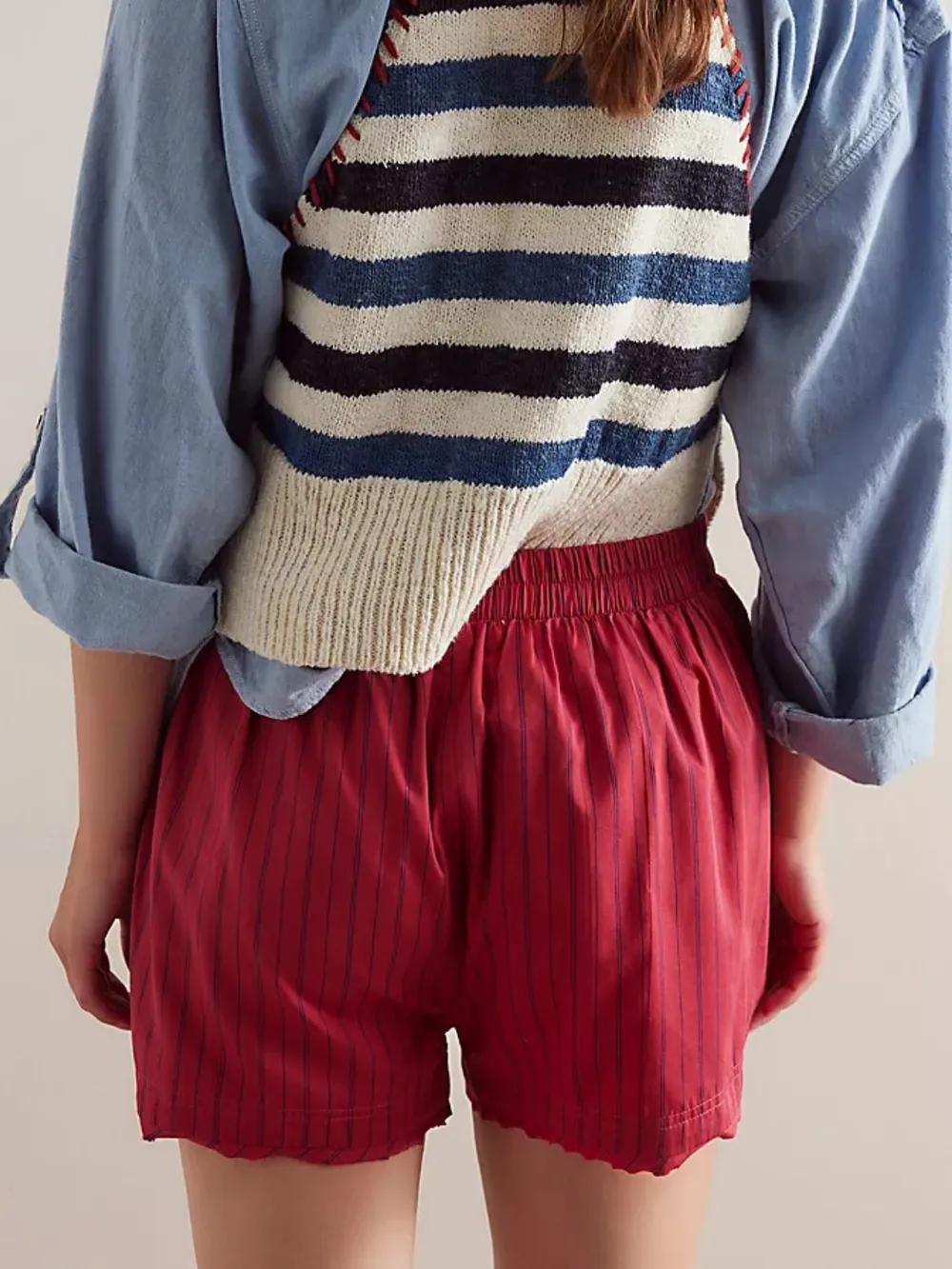 Striped Elastic Waist Shorts, image 11
