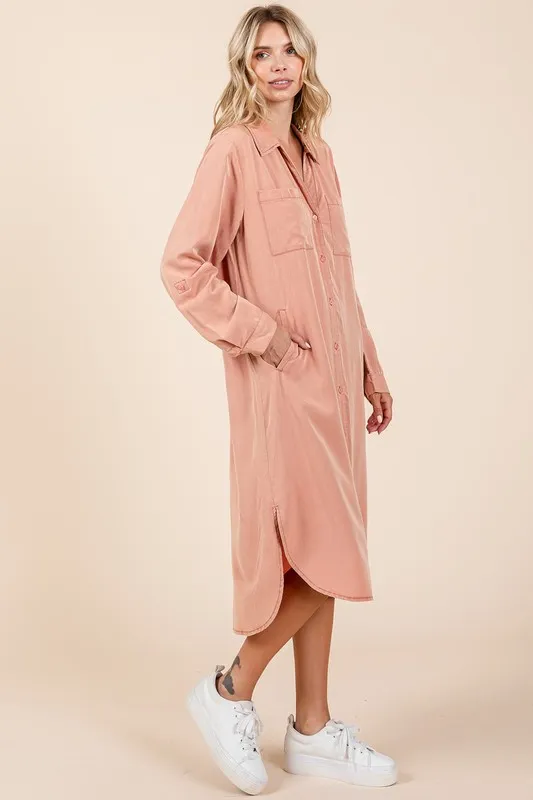 Button Down Long Sleeve Shirt Dress, image 5
