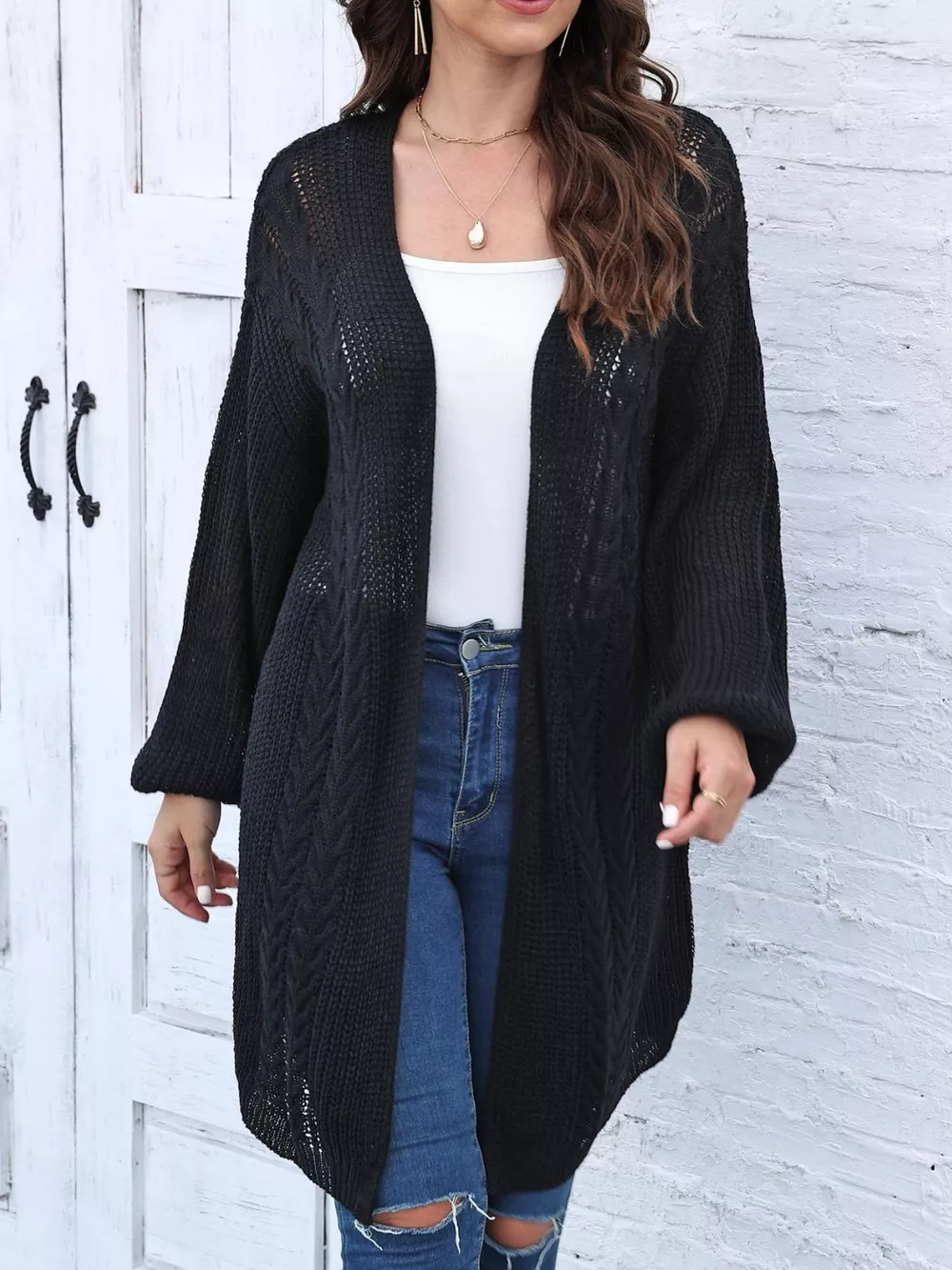 Open Front Long Sleeve Cardigan, image 2