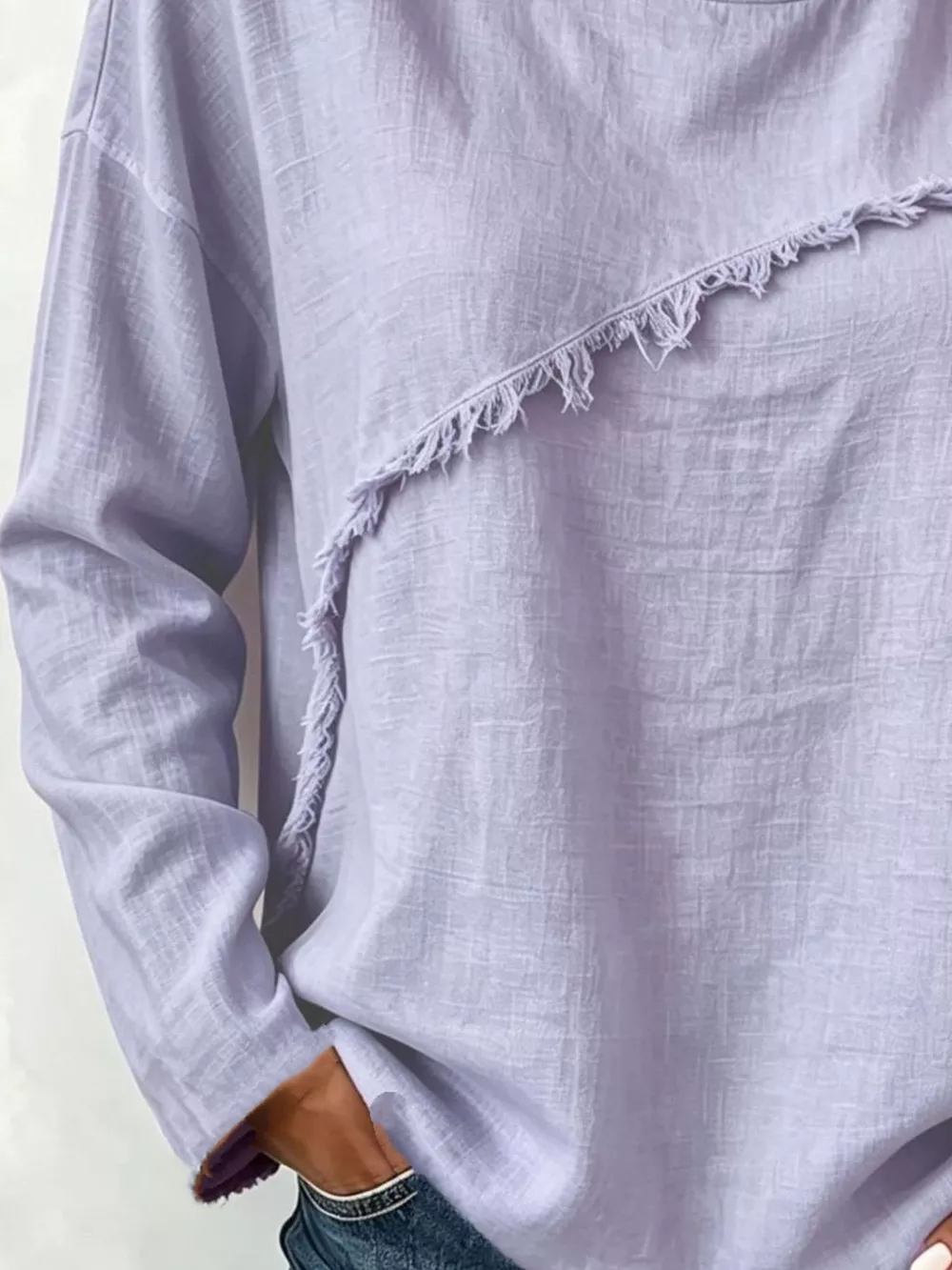 Frayed Hem Dropped Shoulder Blouse, image 6