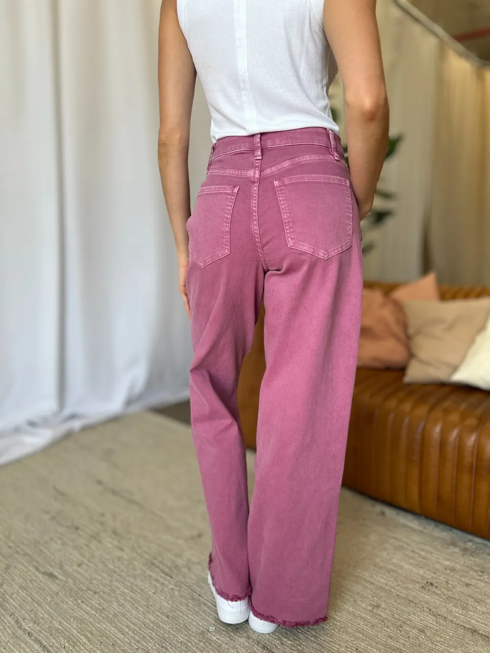 Full Size High Rise Garment Dye Wide Leg Jeans, image 14