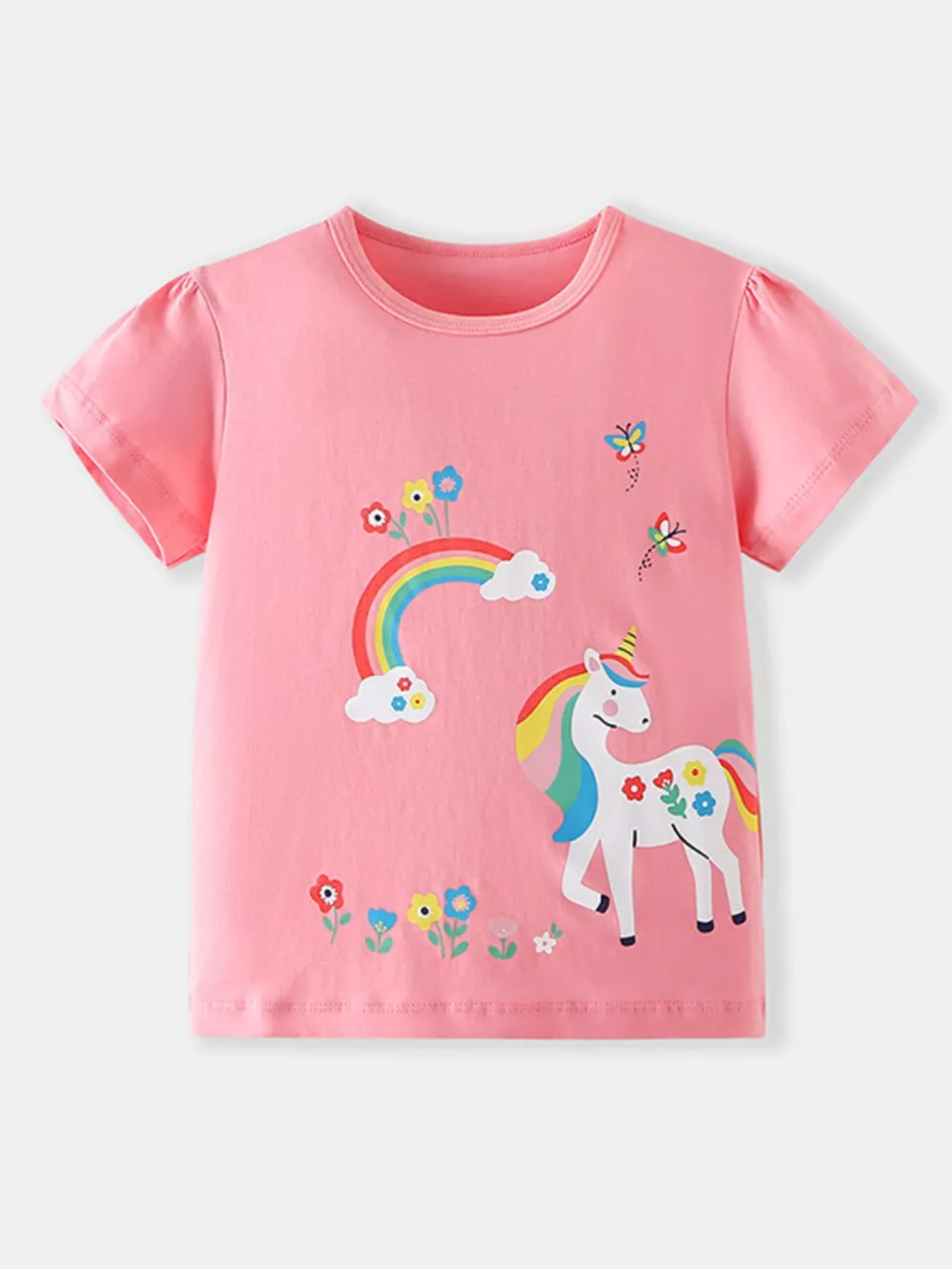 Children's Unicorn Rainbow Graphic Short Sleeve T-Shirt