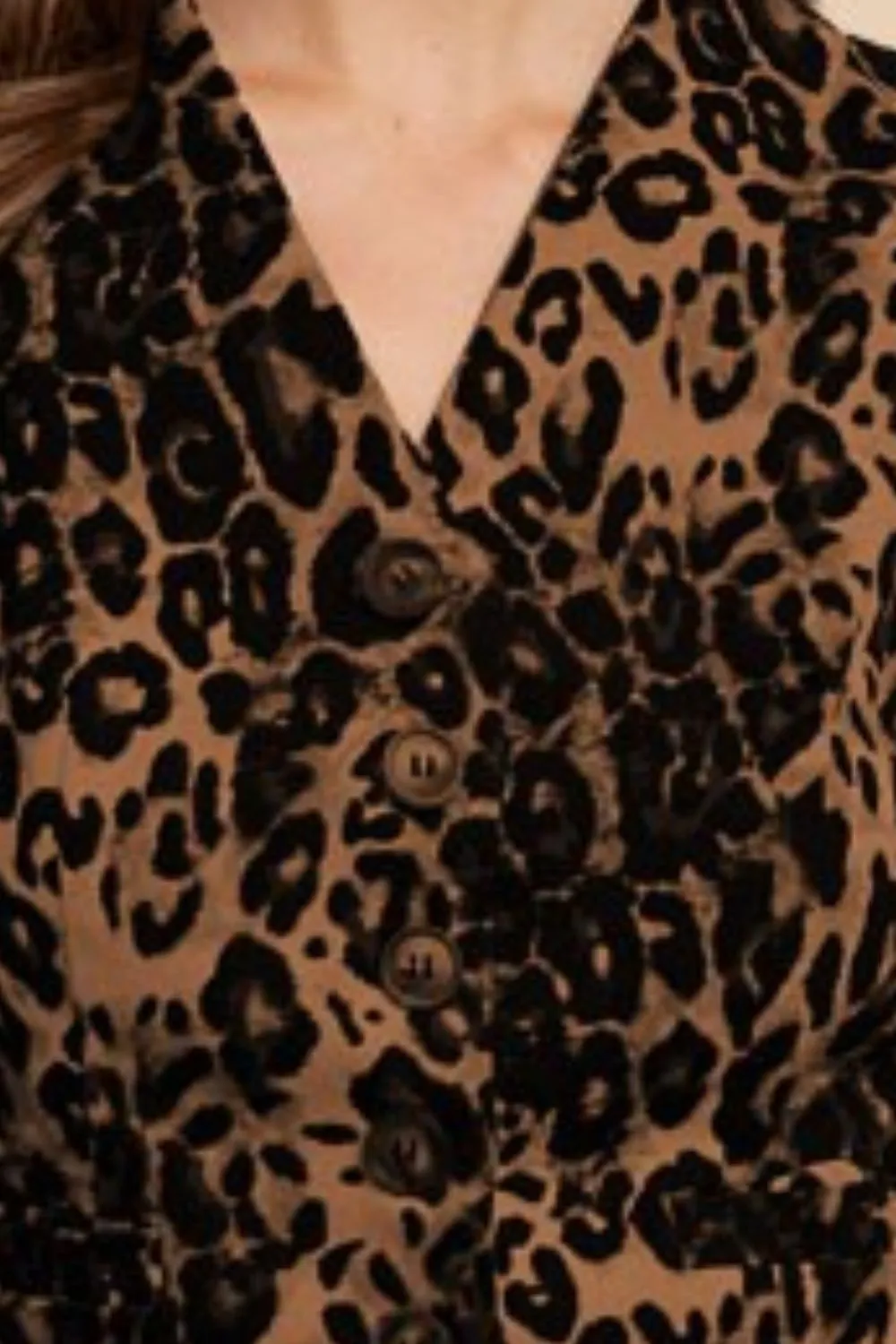 Stretch Leopard Denim Button Down Vest, image 3