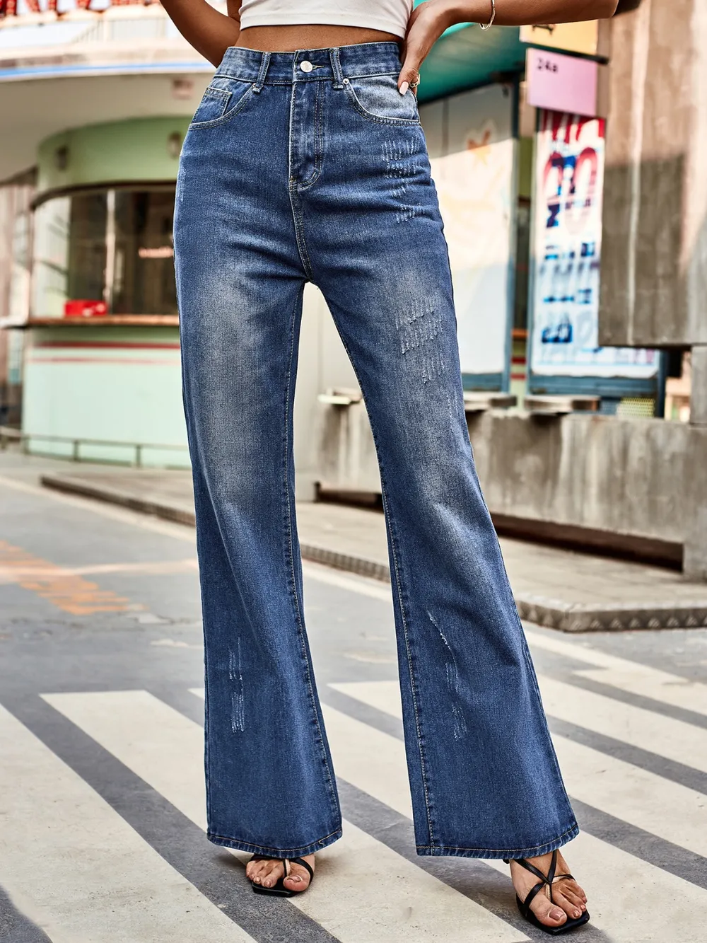 High Rise Bootcut Jeans with Pockets, image 5