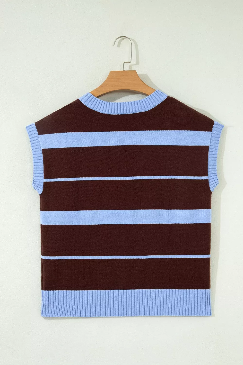 Striped Short Sleeve Round Neck Casual Knit Top, image 7