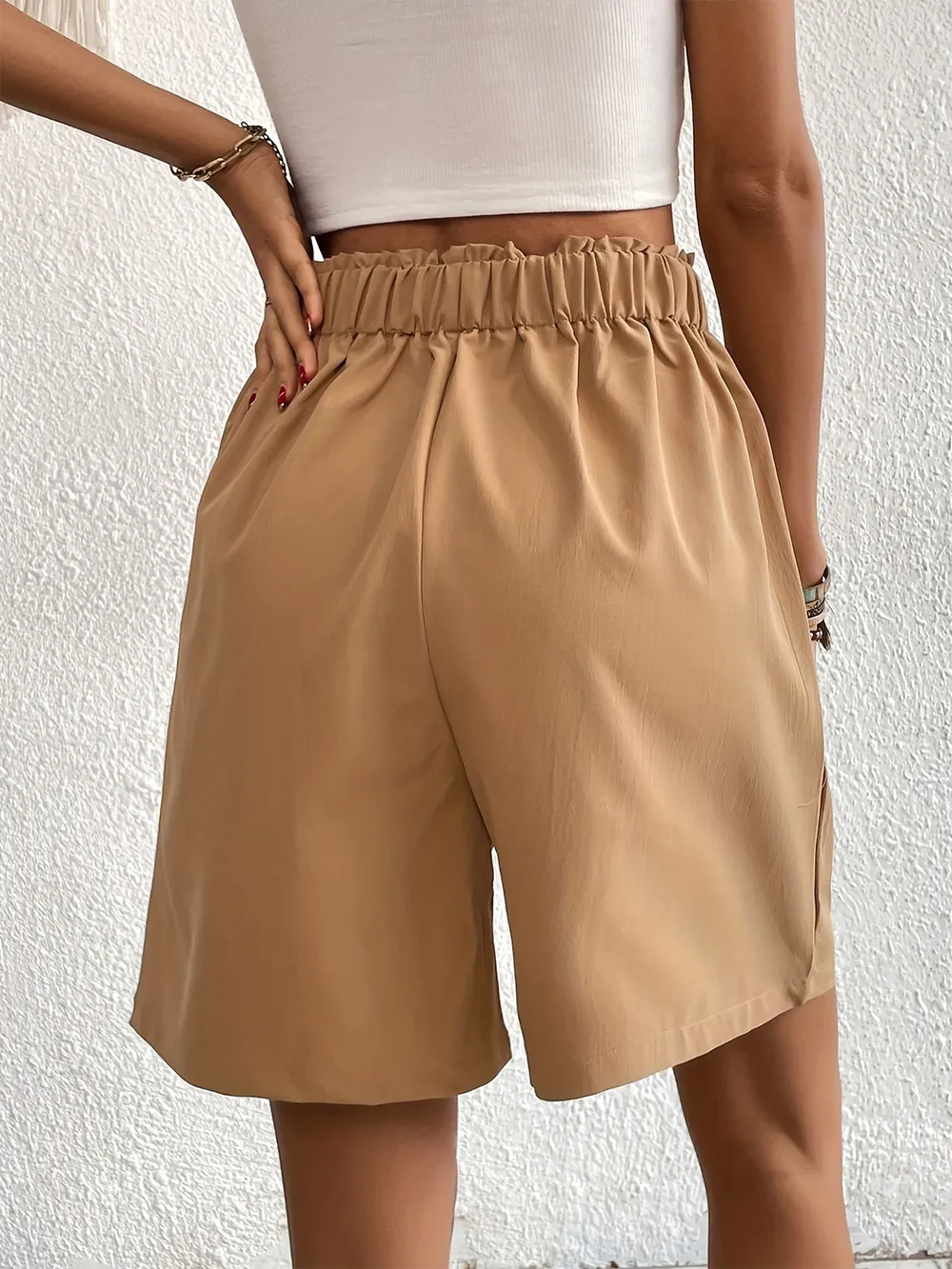Pocketed Half Elastic Waist Shorts, image 21