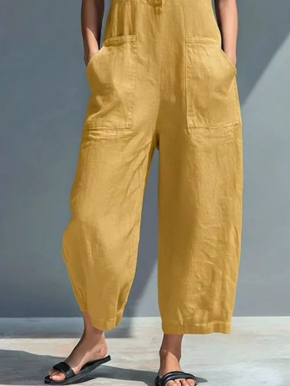 Full Size Button Front Sleeveless Jumpsuit Plus Size, image 14