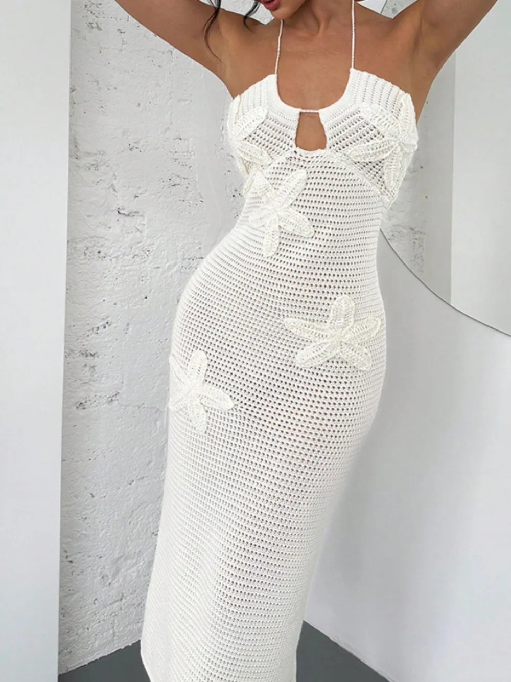 Crochet Backless Midi Knit Dress, image 6