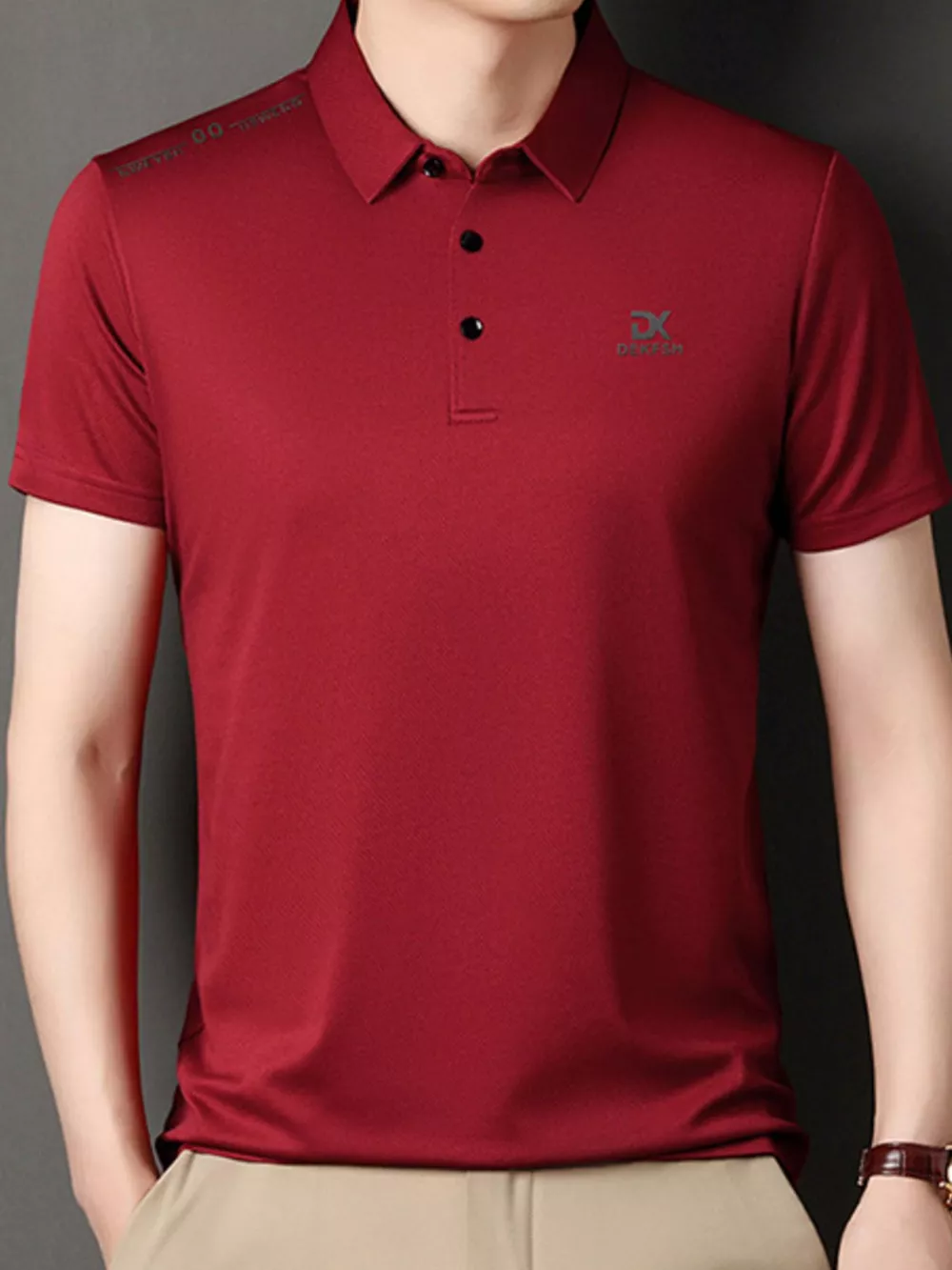 Men's Plus Size Button Detail Short Sleeve Polo, image 5