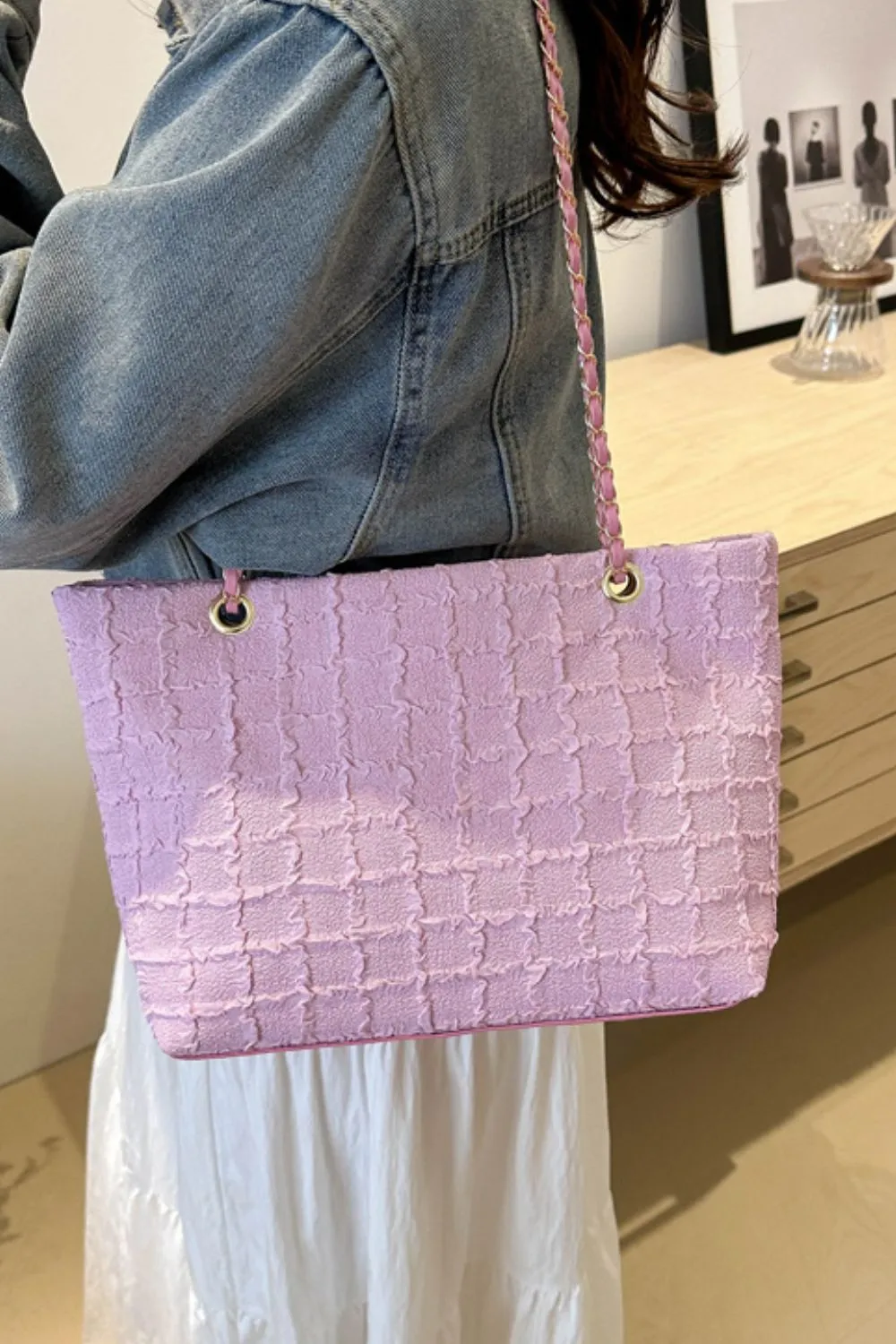 Polyester Texture Chain Tote bag, image 6