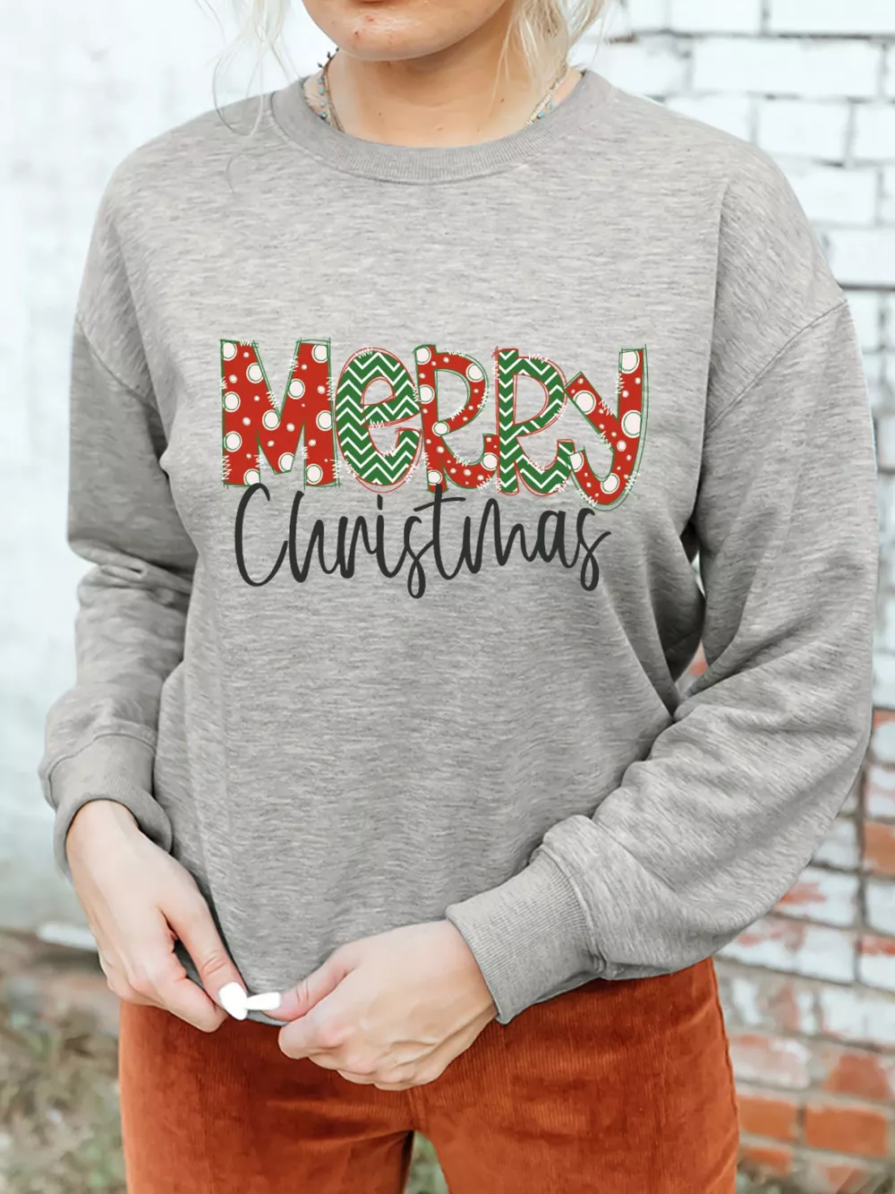 Merry Christmas Festive Letter Print Drop Shoulder Sweatshirt, image 3