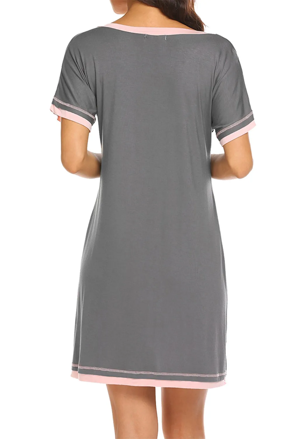 Contrast Trim Short Sleeve Lounge Dress, image 20