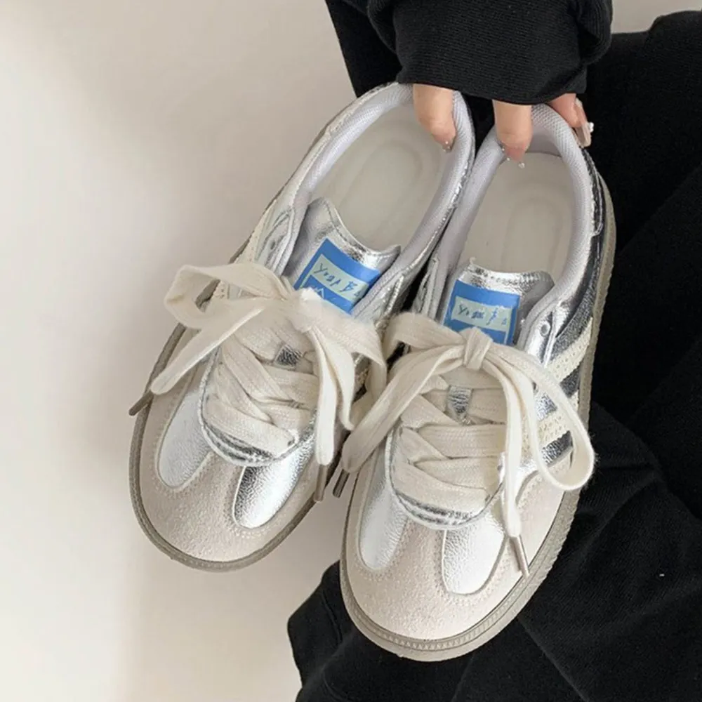 Contrast Round Toe Flat Sneakers, image 6