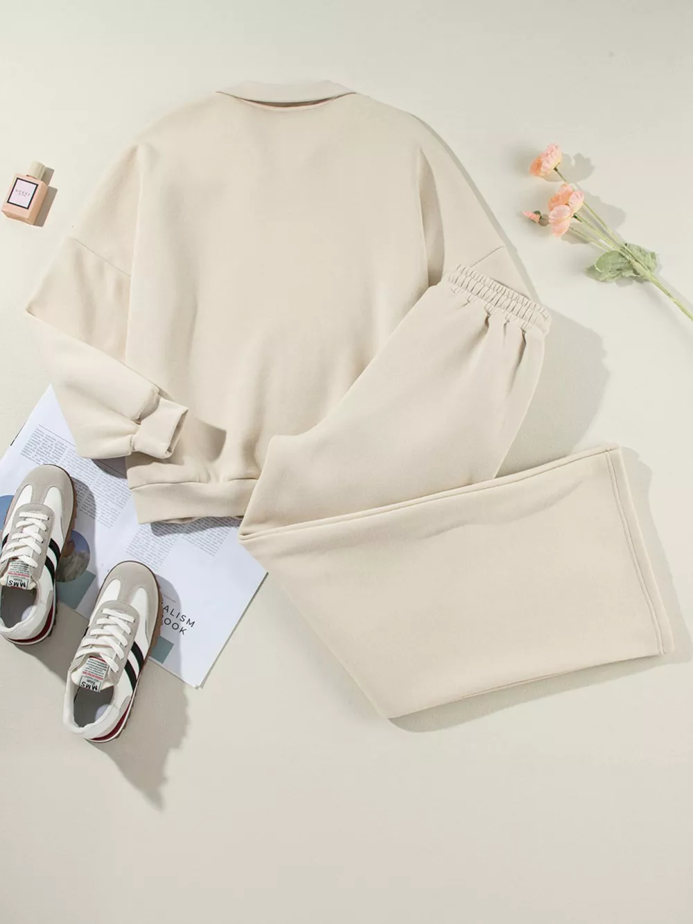 Drop Shoulder Zip Up Jacket and Drawstring Pants Active 2pcs Set, image 10