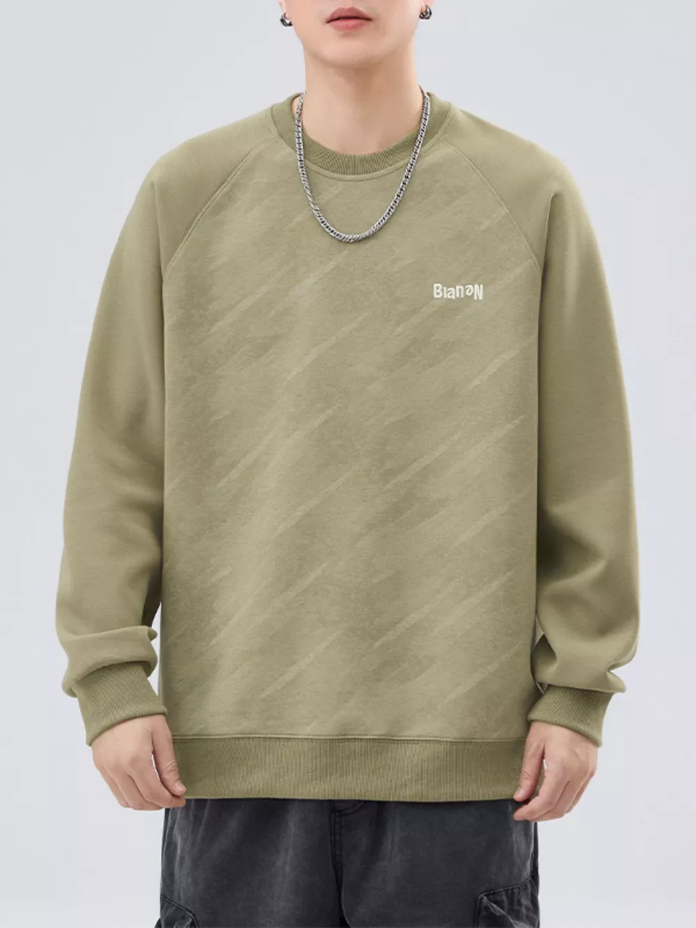 Men's Plus Size Round Neck Raglan Sleeve Sweatshirt, image 4