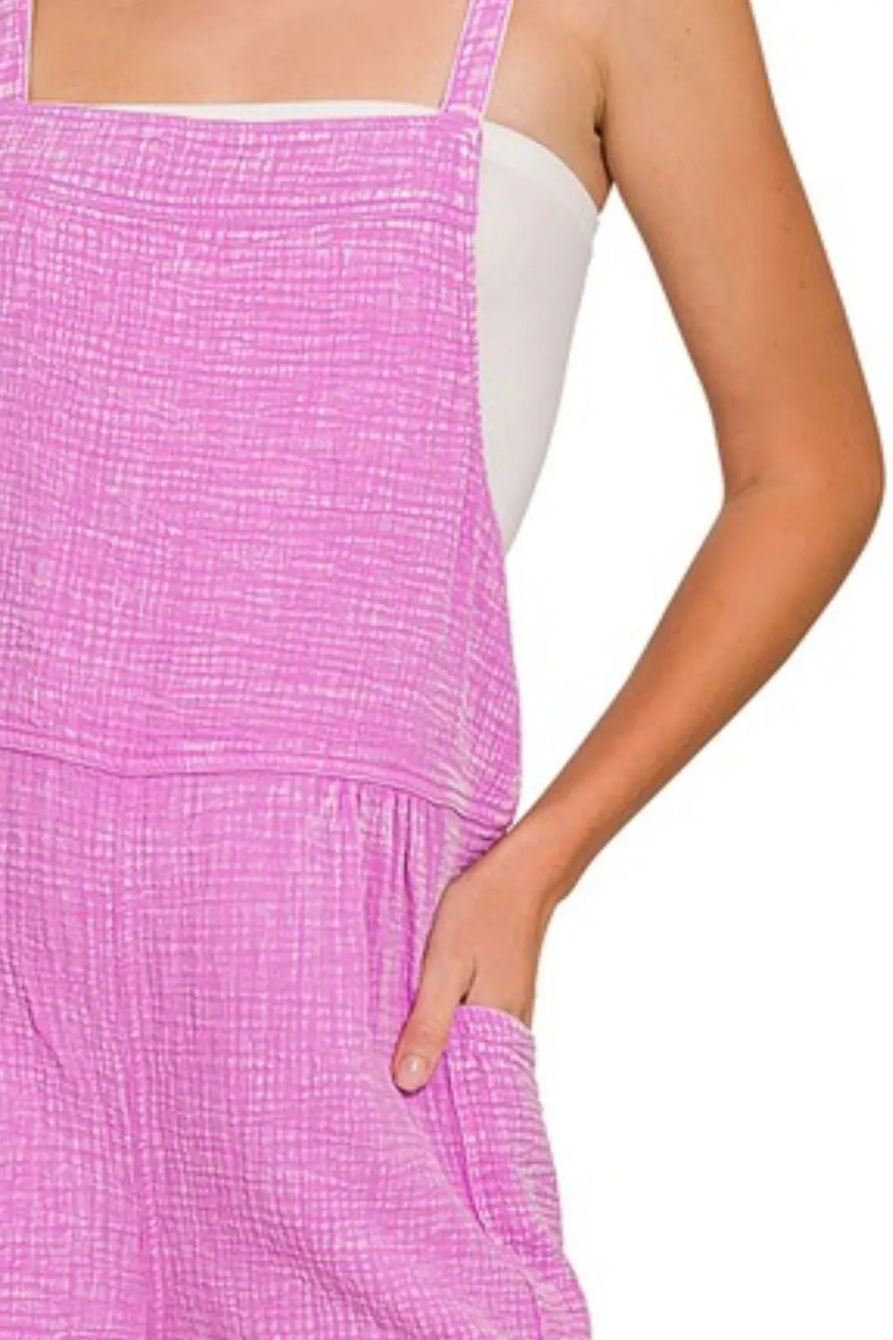 Washed Double Gauze Tie Back Rompers, image 2