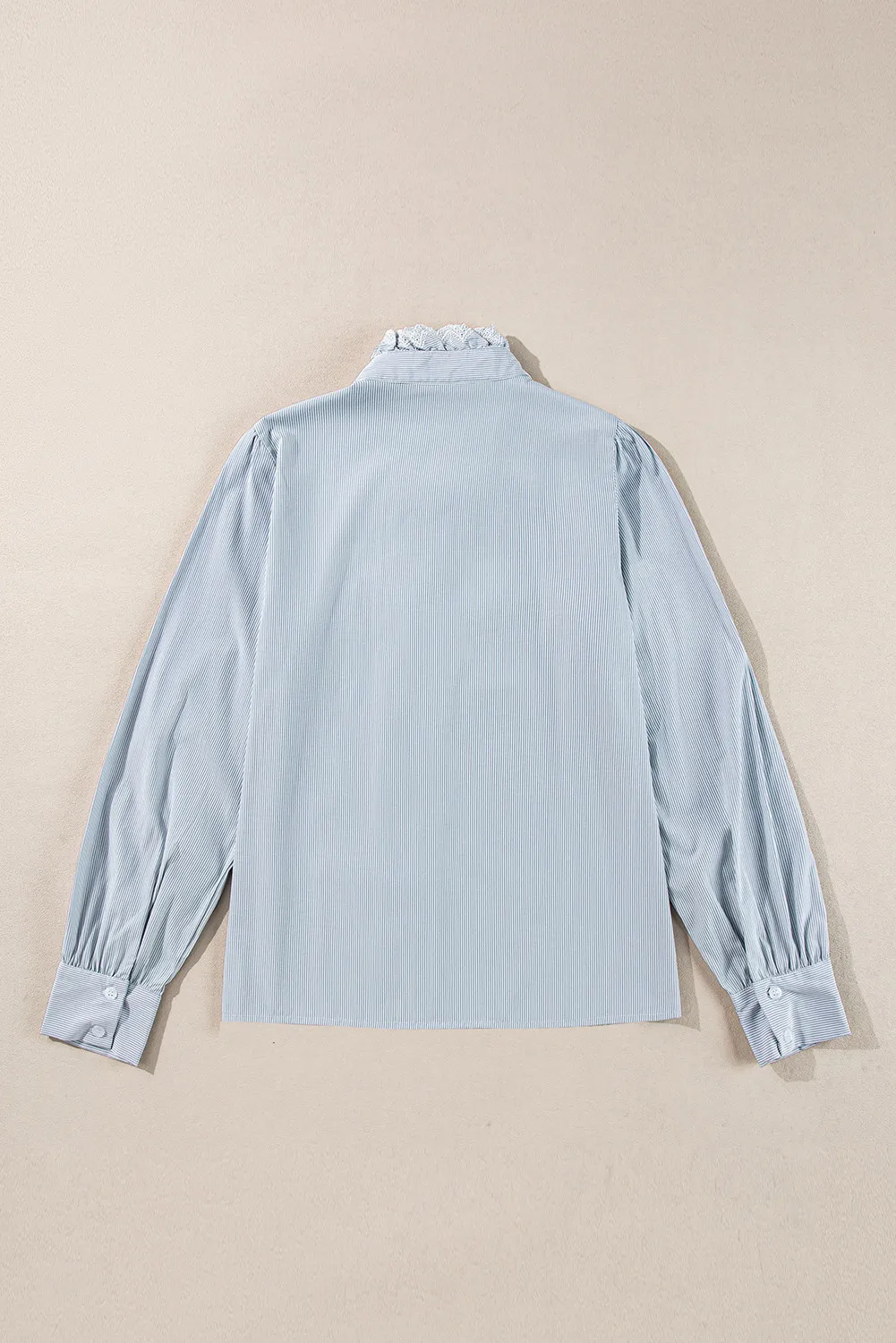 Lace Detail Striped Mock Neck Long Sleeve Shirt, image 2
