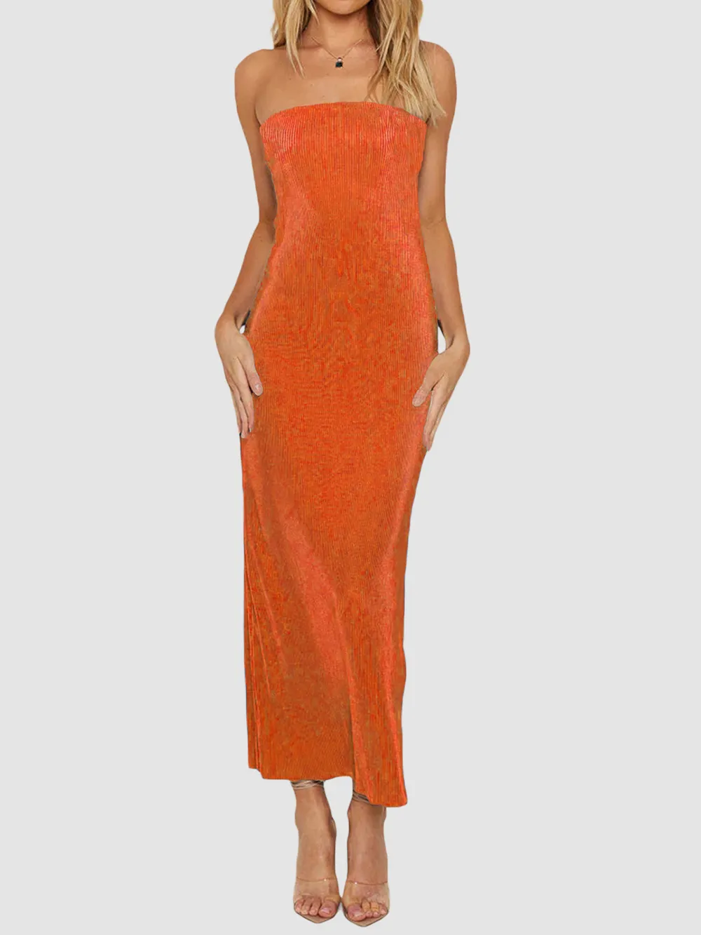 Lace-Up Back Tube Maxi Dress, image 22