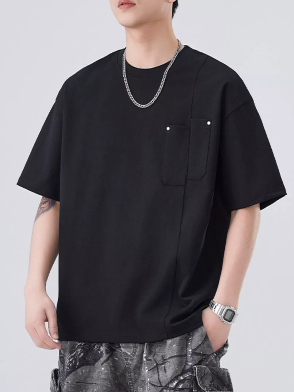 Men's Plus Size Round Neck Short Sleeve T-Shirt, image 10