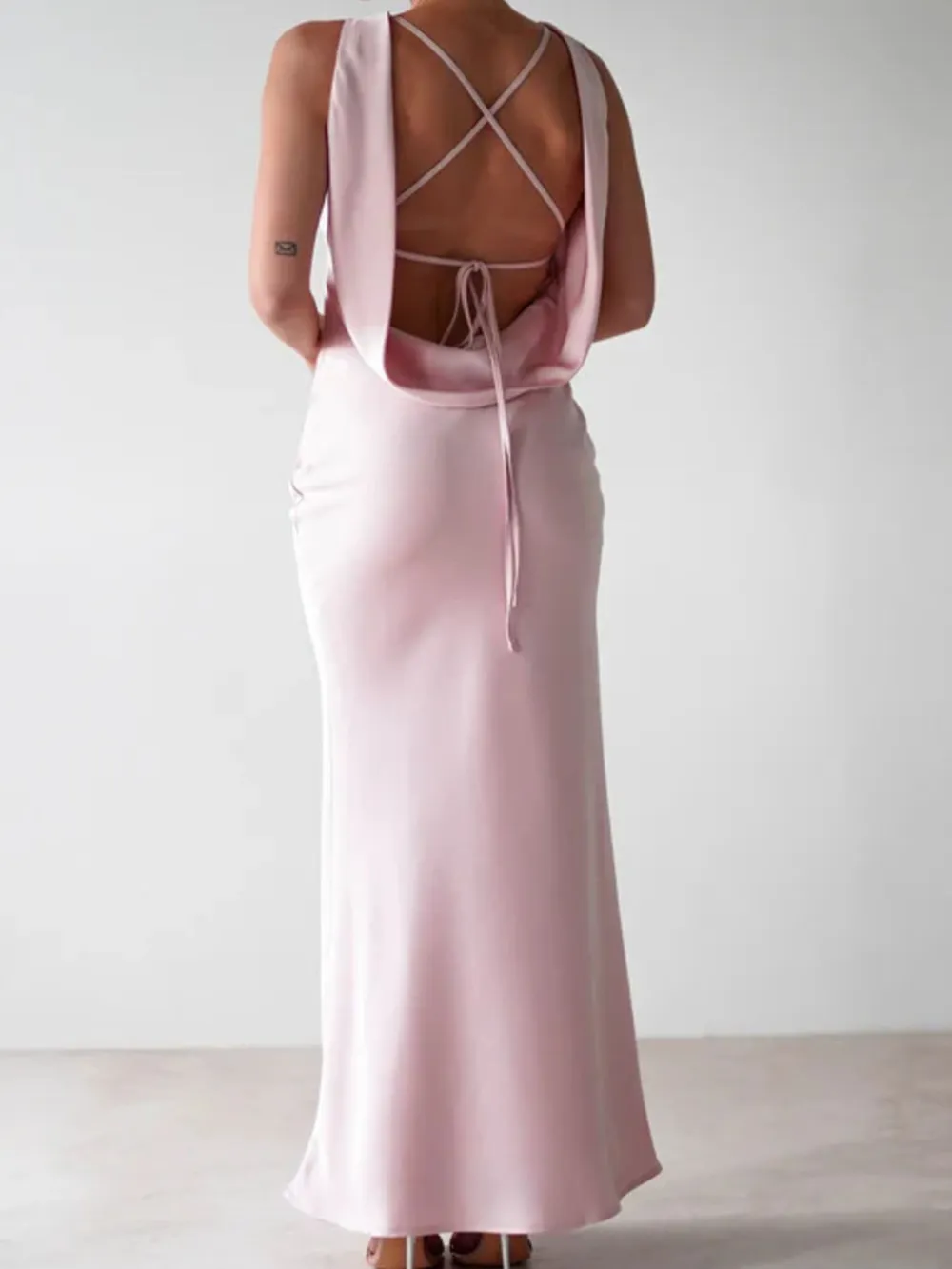 Satin Sleeveless Maxi Dress, image 9