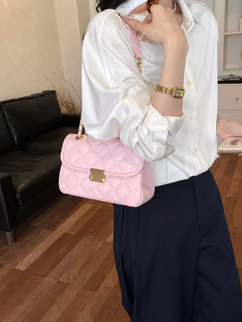 Quilted Chain Crossbody Bag, image 5