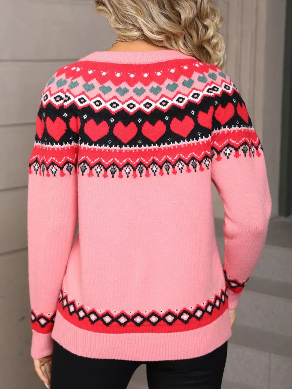 Valentine's Day Heart Pattern Knitted Sweater, image 7