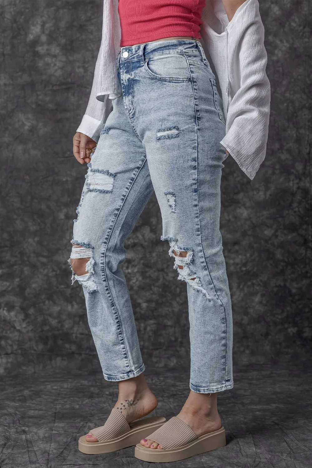 Distressed High Waist Jeans, image 3