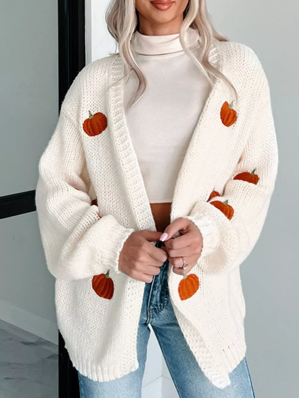 Embroidered Button Up Cardigan, image 6